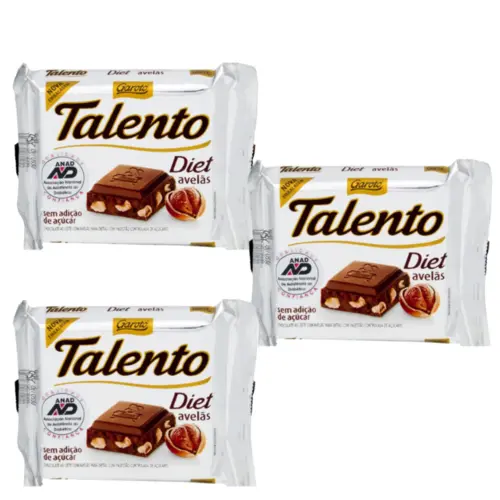 Chocolate Talento Diet avelãs 25g - 3  Unidades
