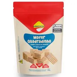 Wafer Quadradinho Lowçucar Zero Lactose Sabor Chocolate Branco 60G