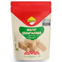 Wafer Quadradinho Lowçucar Zero Lactose Sabor Limão 60G