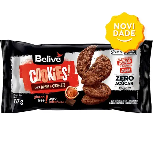 Cookie de Chocolate & Avelã Sem Glúten Sem Açúcar Sem Leite Belive