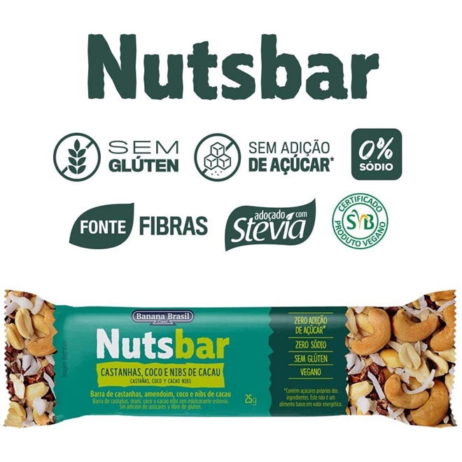 Barrinha Nuts Bar Castanhas Coco E Nibs De Cacau - Barrinha Castanhas ...