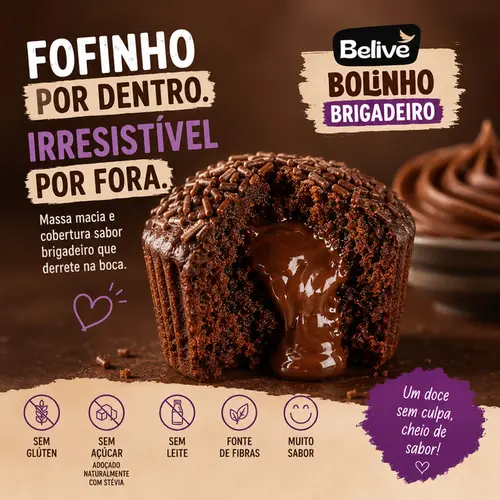 Bolinho sabor Chocolate com Cobertura  de Brigadeiro